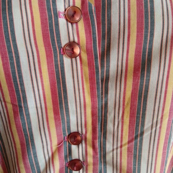 1OF1 Handmade Vintage House Dress 1970's sz 18 Striped House Chore Pockets USA - Picture 4 of 6